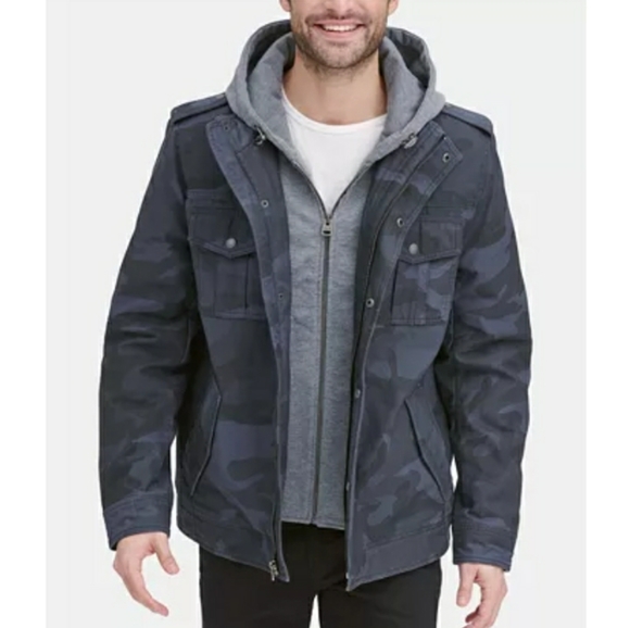 Levi's two pocket hooded trucker jacket navy/camo - Picture 4 of 8